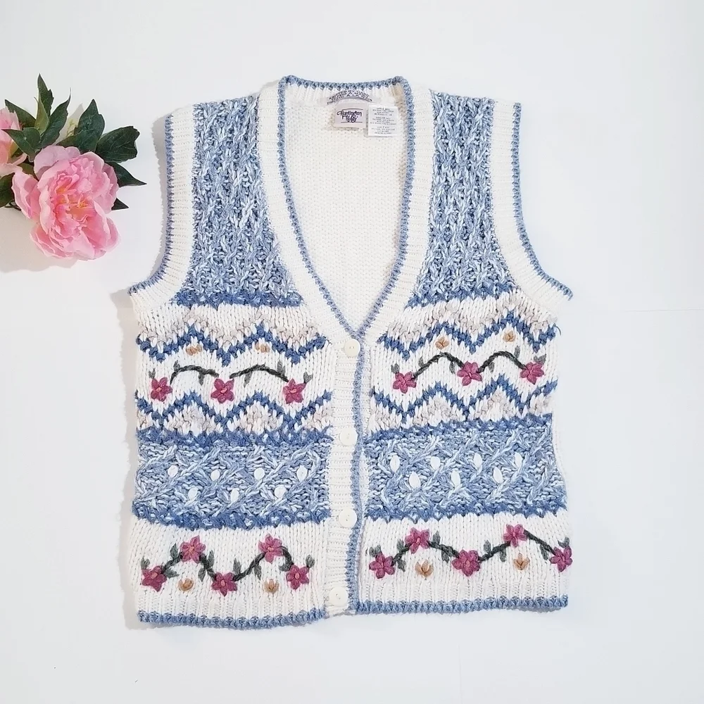 HUNTINGTON RIDGE Vintage Handknitted Cottagecore Vest S